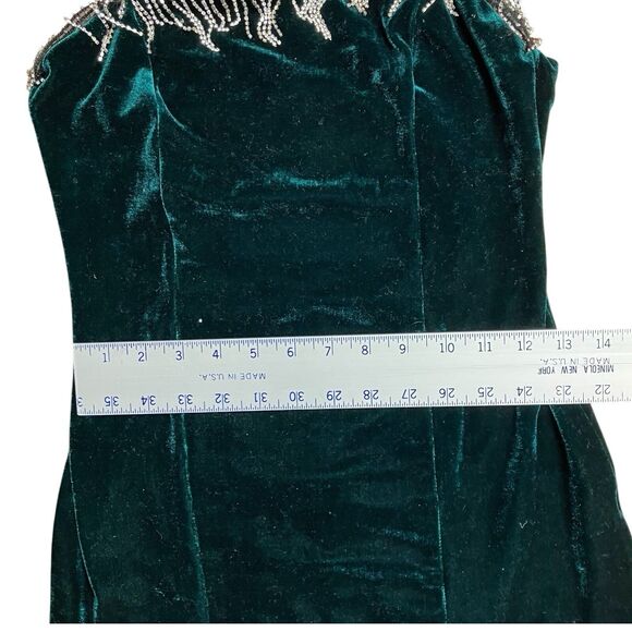 ZARA Green Velvet‎ Rhinestone Mini Party Dress - Picture 8 of 13